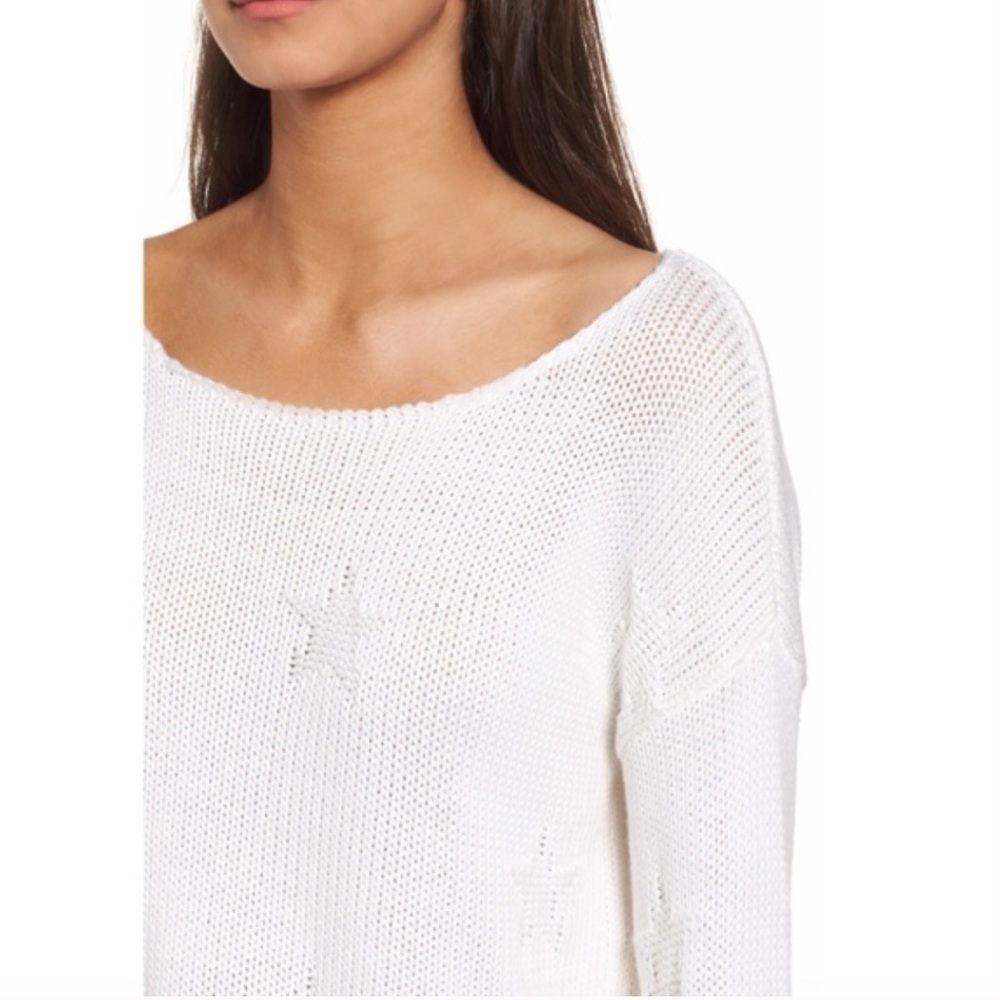 Rails Kalani White Stars Cotton Scoop Neck Long Sleeve Pullover Sweater Size XS